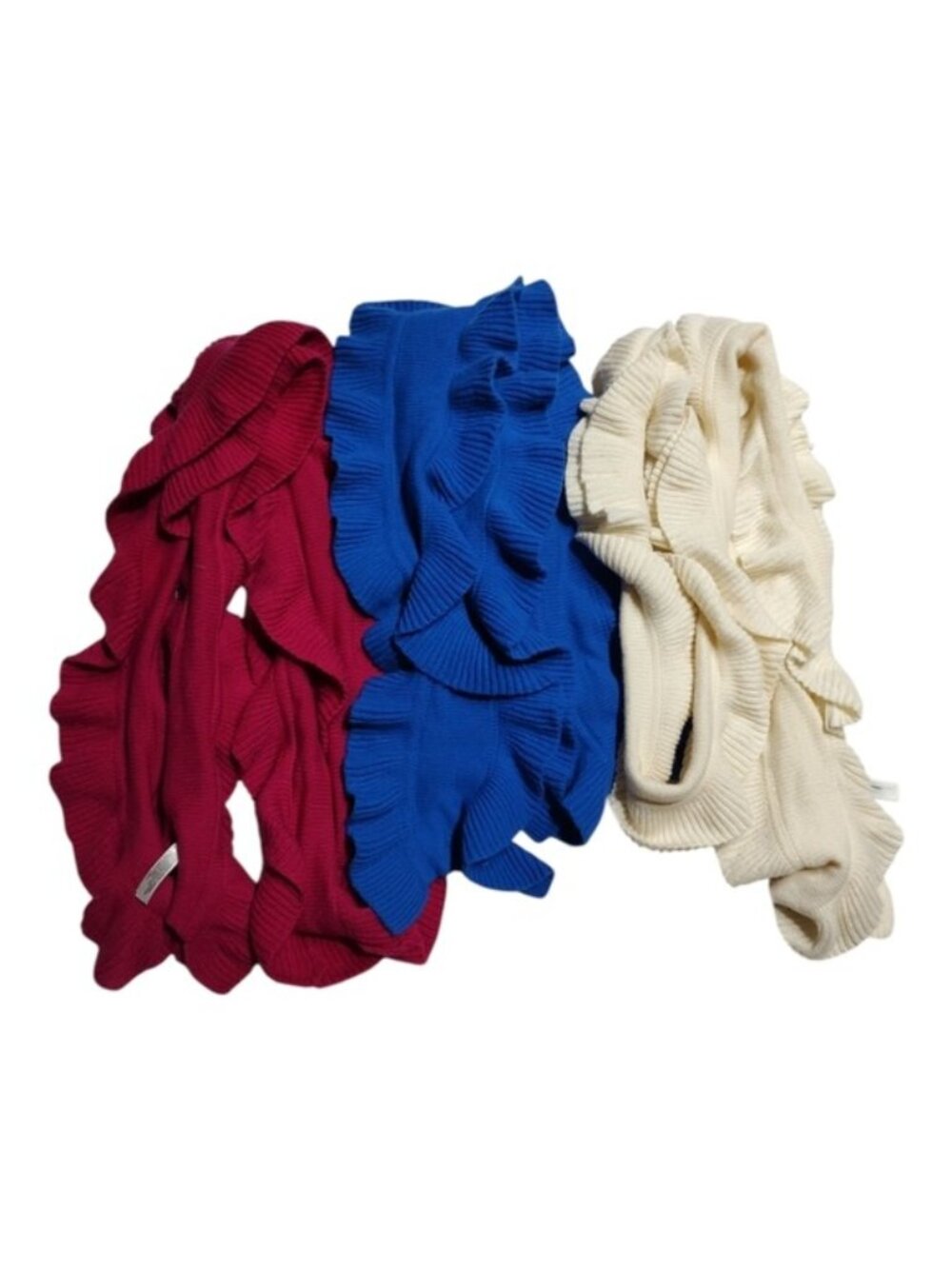 Talbots Lambswool Ruffle Knit Scarfs Lot of 3